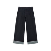 Women's Turn-Up Hem Wide-Leg Jeans